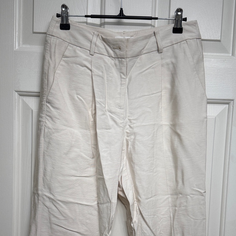 LOFT Outlet Beige Linen Tapered Pants | Petite 0